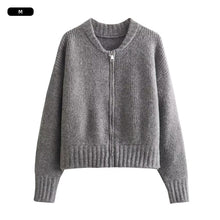 Load image into Gallery viewer, Zipper Knit Sweater Jacket Stylish Comfortable Sweater Cardigan Autumn Winter Solid Color Loose Warm Coat Outwear for Women
