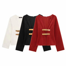 Load image into Gallery viewer, Trip Buckle Jacket Autumn Winter Slim-fit Warm Coat Fashionable Comfortable Woolen Jacket Coat Outwear for Women
