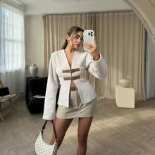 Load image into Gallery viewer, Trip Buckle Jacket Autumn Winter Slim-fit Warm Coat Fashionable Comfortable Woolen Jacket Coat Outwear for Women
