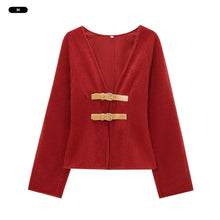 Load image into Gallery viewer, Trip Buckle Jacket Autumn Winter Slim-fit Warm Coat Fashionable Comfortable Woolen Jacket Coat Outwear for Women
