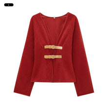 Load image into Gallery viewer, Trip Buckle Jacket Autumn Winter Slim-fit Warm Coat Fashionable Comfortable Woolen Jacket Coat Outwear for Women
