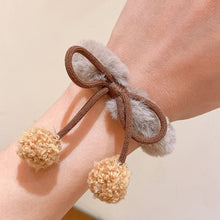 Load image into Gallery viewer, Lamb Hair Ball Cherry Hair Rope Cute Girl Bow Knot Hair Loop Ball Hair Ornament Elastic Hair Bands

