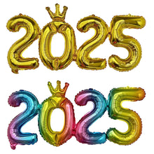 Load image into Gallery viewer, 16inch Happy New Year 2025 Digital Aluminum Film Balloon Happy New Year Balloon Banner New Year's Eve Party Decoration Set
