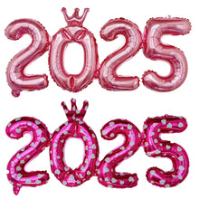 Load image into Gallery viewer, 16inch Happy New Year 2025 Digital Aluminum Film Balloon Happy New Year Balloon Banner New Year's Eve Party Decoration Set
