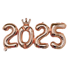 Load image into Gallery viewer, 16inch Happy New Year 2025 Digital Aluminum Film Balloon Happy New Year Balloon Banner New Year's Eve Party Decoration Set
