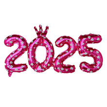 Load image into Gallery viewer, 16inch Happy New Year 2025 Digital Aluminum Film Balloon Happy New Year Balloon Banner New Year's Eve Party Decoration Set
