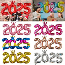 Load image into Gallery viewer, 16inch Happy New Year 2025 Digital Aluminum Film Balloon Happy New Year Balloon Banner New Year's Eve Party Decoration Set
