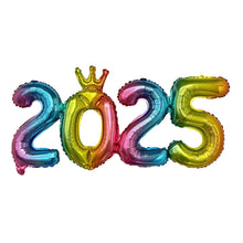 Load image into Gallery viewer, 16inch Happy New Year 2025 Digital Aluminum Film Balloon Happy New Year Balloon Banner New Year's Eve Party Decoration Set
