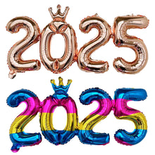 Load image into Gallery viewer, 16inch Happy New Year 2025 Digital Aluminum Film Balloon Happy New Year Balloon Banner New Year's Eve Party Decoration Set
