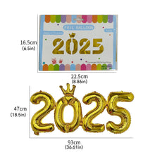 Load image into Gallery viewer, 16inch Happy New Year 2025 Digital Aluminum Film Balloon Happy New Year Balloon Banner New Year's Eve Party Decoration Set
