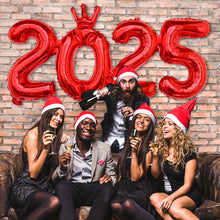 Load image into Gallery viewer, 16inch Happy New Year 2025 Digital Aluminum Film Balloon Happy New Year Balloon Banner New Year's Eve Party Decoration Set
