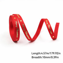 Load image into Gallery viewer, 5 Yards 10mm Christmas Ribbon Printed Christmas Polyester Ribbon For Handmade Wrapping Gift Christmas Decoration DIY Gift Packing
