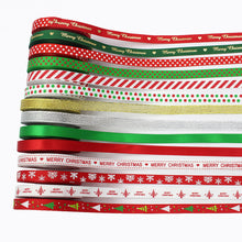 Load image into Gallery viewer, 5 Yards 10mm Christmas Ribbon Printed Christmas Polyester Ribbon For Handmade Wrapping Gift Christmas Decoration DIY Gift Packing
