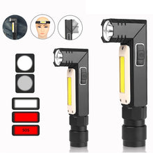 Load image into Gallery viewer, 1PC Multi-Function XPG+COB 90° Folding Corner Flashlight Ultra Bright Fishing Repair Work Headlamp USB Charging
