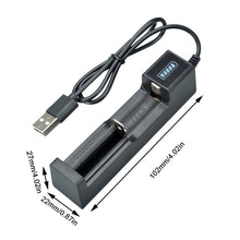 Load image into Gallery viewer, 3.7-4.2V Lithium Battery Universal Charger USB Smart Single Slot Charger For 26650/18650/14500/10440
