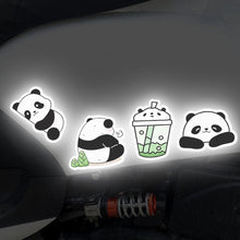 Load image into Gallery viewer, 5Pcs/Set Motorcycle Helmet Decal Waterproof Creative Pandas Night Warning Sign Reflective Sticker Exterior Accessories
