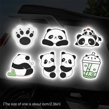 Load image into Gallery viewer, 5Pcs/Set Motorcycle Helmet Decal Waterproof Creative Pandas Night Warning Sign Reflective Sticker Exterior Accessories
