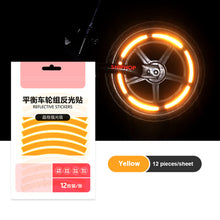 Load image into Gallery viewer, 12PCS/Sheet Balance Wheel Set Reflective Stickers Night Riding Safety Riding Warning Lattice Reflective Strip For 12-14 "Bike Scooter
