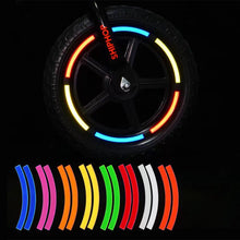 Load image into Gallery viewer, 12PCS/Sheet Balance Wheel Set Reflective Stickers Night Riding Safety Riding Warning Lattice Reflective Strip For 12-14 "Bike Scooter
