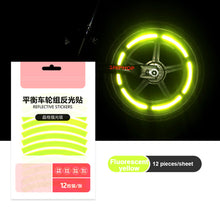 Load image into Gallery viewer, 12PCS/Sheet Balance Wheel Set Reflective Stickers Night Riding Safety Riding Warning Lattice Reflective Strip For 12-14 "Bike Scooter
