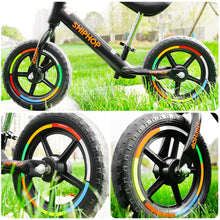 Load image into Gallery viewer, 12PCS/Sheet Balance Wheel Set Reflective Stickers Night Riding Safety Riding Warning Lattice Reflective Strip For 12-14 "Bike Scooter
