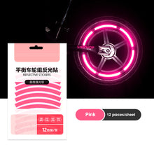Load image into Gallery viewer, 12PCS/Sheet Balance Wheel Set Reflective Stickers Night Riding Safety Riding Warning Lattice Reflective Strip For 12-14 "Bike Scooter
