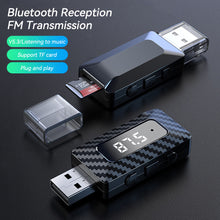 Load image into Gallery viewer, Car USB Transmitter Receiver Handsfree Call Bluetooth 5.3 Power Car Kit Auto Stereo Wireless Audio Adapter FM Radio
