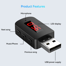 Load image into Gallery viewer, Car Wireless Adapter Bluetooth 5.4 Transmitter Receiver Audio AUX Adapter For Car Audio Music AUX Handsfree Headset
