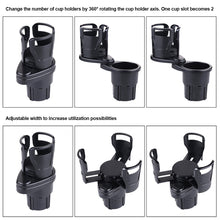 Load image into Gallery viewer, 360° Rotatable Multifunctional Car Cup Holder Expander For Car Adapter Adjustable Dual Cup Holder With Phone Holder Aromatherapy Organizer
