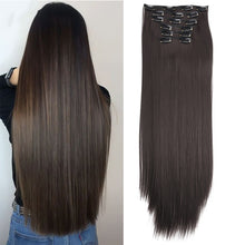 Load image into Gallery viewer, Clip in Hair Extensions Hair Extensions Thick Long Lace Weft Lightweight Synthetic Hair Wig Piece Elegant Women Wig
