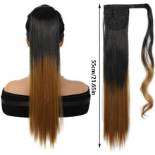 Load image into Gallery viewer, Women's Synthetic Wig Women's Long Straight Hair Wig Ponytail Fluffy Hair Extensions Ponytail Gradient Straight Hair Wig
