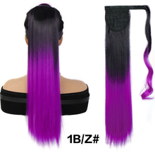 Load image into Gallery viewer, Women's Synthetic Wig Women's Long Straight Hair Wig Ponytail Fluffy Hair Extensions Ponytail Gradient Straight Hair Wig

