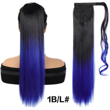 Load image into Gallery viewer, Women's Synthetic Wig Women's Long Straight Hair Wig Ponytail Fluffy Hair Extensions Ponytail Gradient Straight Hair Wig

