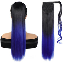 Load image into Gallery viewer, Women's Synthetic Wig Women's Long Straight Hair Wig Ponytail Fluffy Hair Extensions Ponytail Gradient Straight Hair Wig
