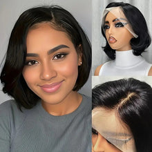 Load image into Gallery viewer, Human Hair Lace Frontal Wig Natural Color Front Lace Bob Wig Human Hair Wigs Cheap Wigs Pixie Cut Wigs Human False Hair
