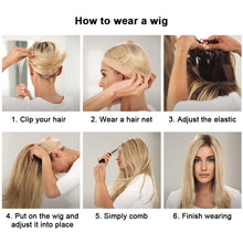 Load image into Gallery viewer, With Bangs Brown Blonde Long Straight Synthetic Wigs Cosplay Wig for Women High Temperature Natural Fake Hair
