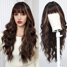 Load image into Gallery viewer, Air Bangs Long Curly False Hair Women Wig Multi Colored Natural and Versatile Ladies' Elegant Wig Full Head Cover
