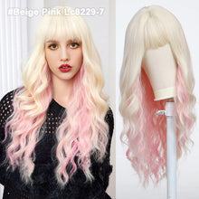 Load image into Gallery viewer, Air Bangs Long Curly False Hair Women Wig Multi Colored Natural and Versatile Ladies' Elegant Wig Full Head Cover
