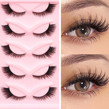 Load image into Gallery viewer, Creative 5 Pairs Reusable Cross Fake Eyelashes Thick Cat Eye Slanted Flying Elegant Fashion Styles False Eyelashes
