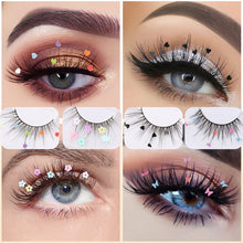 Load image into Gallery viewer, Sparkling Artificial Eyelashes Peach Heart Glitter Small Flower Glitter Synthetic Fiber Performance Christmas Party Eyelashes
