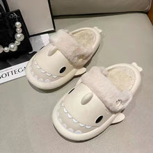 Load image into Gallery viewer, Plush Shark Shaped Cotton Slippers Comfortable Warm Winter Slippers Non-slip Lightweight Indoor Outdoor Couple Slippers
