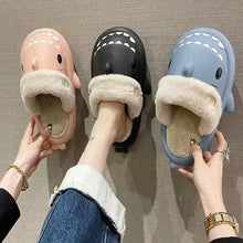 Load image into Gallery viewer, Plush Shark Shaped Cotton Slippers Comfortable Warm Winter Slippers Non-slip Lightweight Indoor Outdoor Couple Slippers
