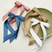 Load image into Gallery viewer, Double Layer Bowknot Ribbon Tassel Ponytail Hair Clip Fashionable Solid Color Long Ribbon Hair Clip Headwear Hair Accessory
