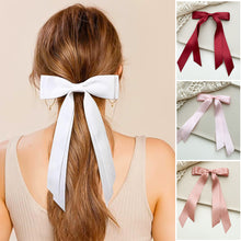 Load image into Gallery viewer, Double Layer Bowknot Ribbon Tassel Ponytail Hair Clip Fashionable Solid Color Long Ribbon Hair Clip Headwear Hair Accessory
