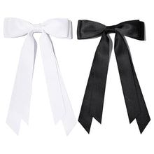Load image into Gallery viewer, Double Layer Bowknot Ribbon Tassel Ponytail Hair Clip Fashionable Solid Color Long Ribbon Hair Clip Headwear Hair Accessory
