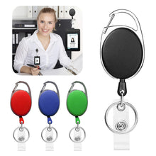 Load image into Gallery viewer, Oval Outdoor Easy-to-pull Buckle Rope Elastic Cable Puller Retractable Keychain Durable Anti Loss Telescopic Buckle Keychain

