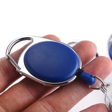 Load image into Gallery viewer, Oval Outdoor Easy-to-pull Buckle Rope Elastic Cable Puller Retractable Keychain Durable Anti Loss Telescopic Buckle Keychain
