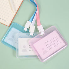 Load image into Gallery viewer, Transparent ID Card Holder Candy Colored Double-sided PP Card Holder Bank Bus Pass Card Case Cover Student Office Supplies
