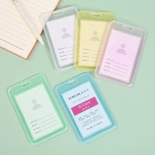 Load image into Gallery viewer, Transparent ID Card Holder Candy Colored Double-sided PP Card Holder Bank Bus Pass Card Case Cover Student Office Supplies
