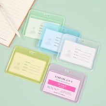 Load image into Gallery viewer, Transparent ID Card Holder Candy Colored Double-sided PP Card Holder Bank Bus Pass Card Case Cover Student Office Supplies

